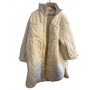 Motherhood Maternity Cream Quilted Long Coat - medium